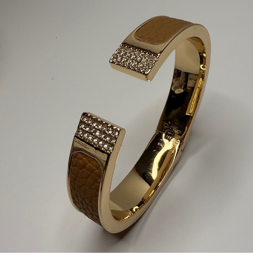 Bomb Party Elegant Gold and Brown Vegan Leather Cuff Bracelet